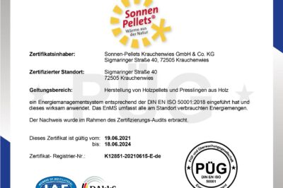 Zertifikat Sonnen-Pellets 2021 50001